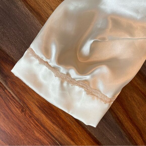Vintage Full Length Satin Nightgown Lace Detail Silky Slip Dress Robe medium - Picture 6 of 16